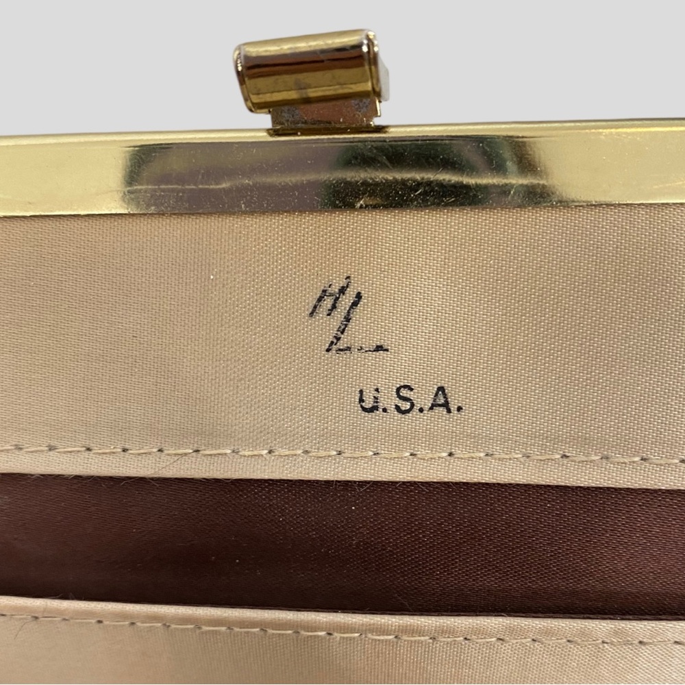 Vintage 50s 60s Futuristic Metallic Gold + Silver Handbag or Clutch - Picture 8 of 10